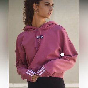 Adidas three stripe crop hoodie